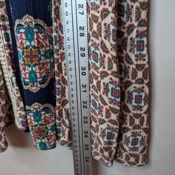 Hint of Mint Boho Navy, Red & Beige Patterned Sleeveless Shift Dress Women XL - Picture 9 of 10